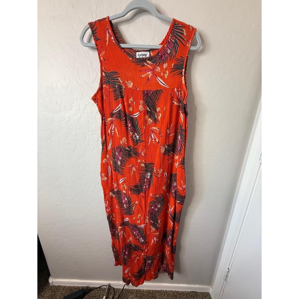 Anthony Richards Dress Womens Large Red Sleeveless Maxi Floral Boho Summer